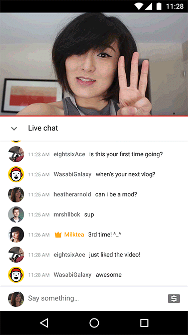 Chat on youtube live Moderate live